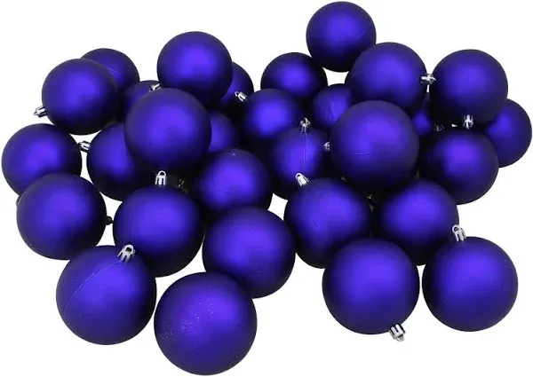 32ct Shiny Royal Blue Shatterproof Christmas Ball Ornaments 3.25" (80mm)