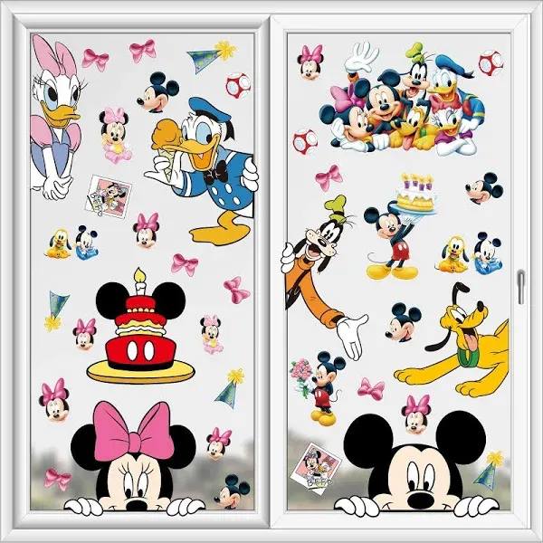 Gzkkkkx Cartoon Window Clings Decals,Party Removable Stickers for Glass Windows,Birthday Party Supplies Holiday Home Decorations