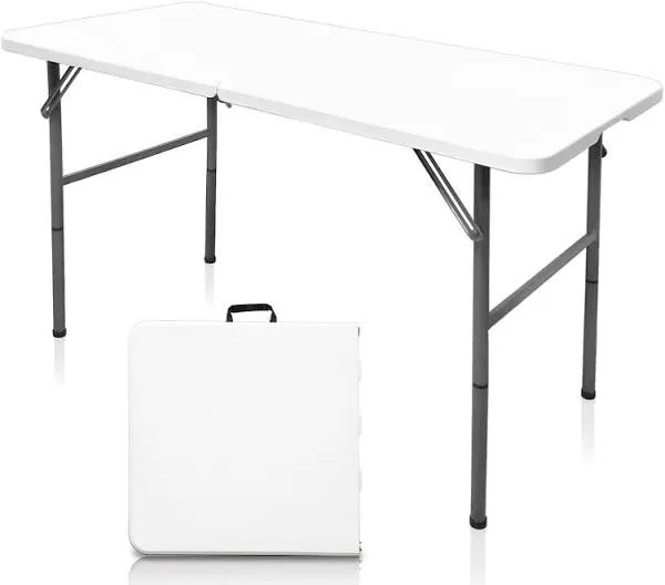 Gocamptoo 4ft Indoor Outdoor Heavy Duty Portable Folding Square Plastic Dining Table