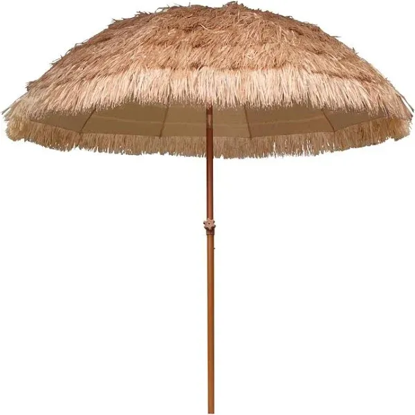 AMMSUN 7.5ft Hula Thatched Tiki Umbrella Hawaiian Style Beach Patio Umbrella 10 Ribs UPF 50+ with Tilt Carry Bag for Patio Garde