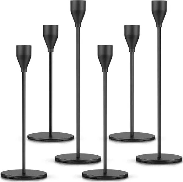 Anndason Set of Taper Candle Holders Decorative Candlestick Holder for 6 Black