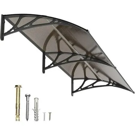 VIVOHOME Polycarbonate Window Door Awning Spliced Canopy Transparent with Black Bracket 40 Inch x 80 Inch