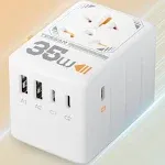 TESSAN 35W Universal Travel Adapter with 3 USB C and 2 USB A, 2 USB A + 3 USB C(35W)