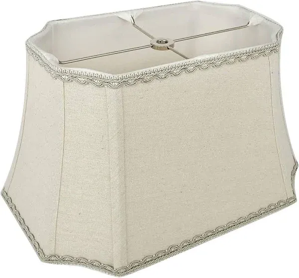 Bell Rectangle Cut Corner Linen Lampshade with Lace Trim