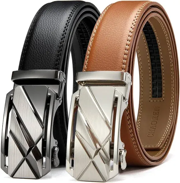 CHAOREN Leather 2 Pack Ratchet Belt Men