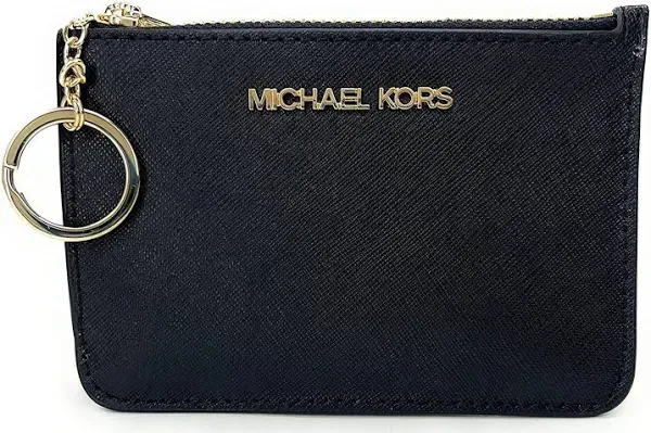 Michael Kors Jet Set Travel Small Zip Coin Pouch Card Case Leather Powder Blush