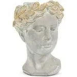 Abbott Collection Aphrodite Head Planter – Medium Indoor and Outdoor Planter Pots - Whimsical Woman Statue Head Planter for Flowers and Succulents (8.5 inch, Grey/Gold)