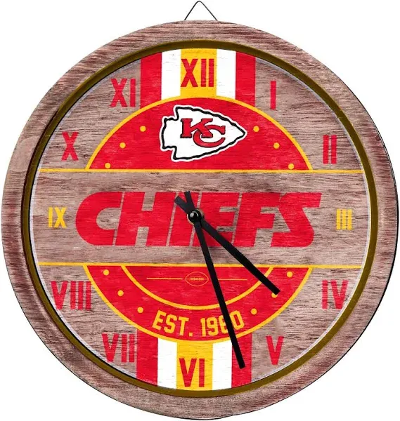 Foco Kansas City Chiefs NFL Barrel Wall Clock