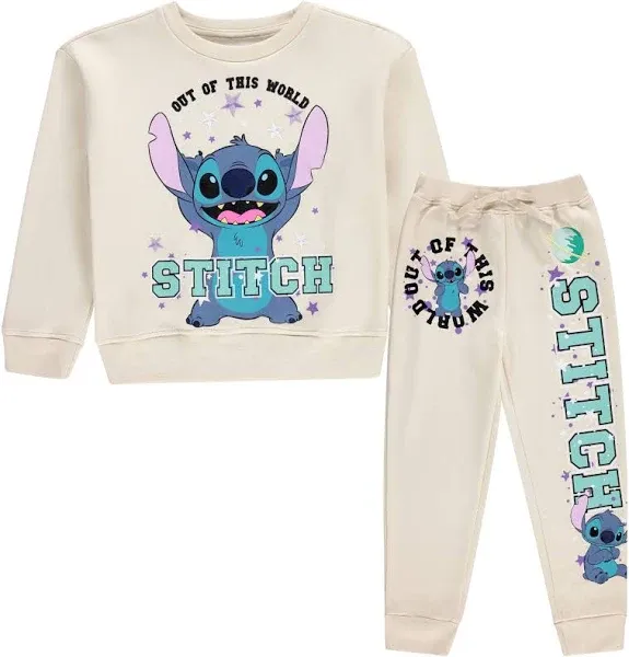 Disney Girls Lilo & Stitch Clothing Set Stitch Sweatshirt Hoodie and Jogger