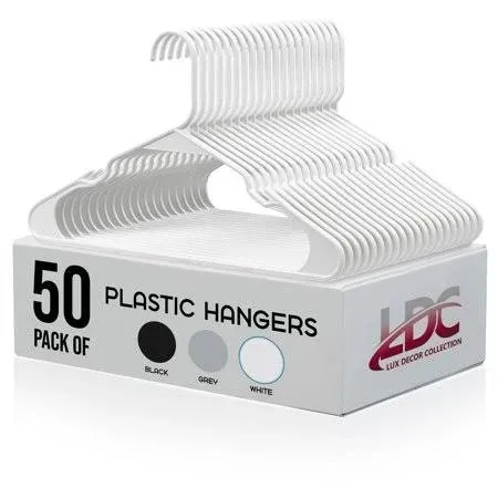 Utopia Home Pack of 50 White Plastic Hangers