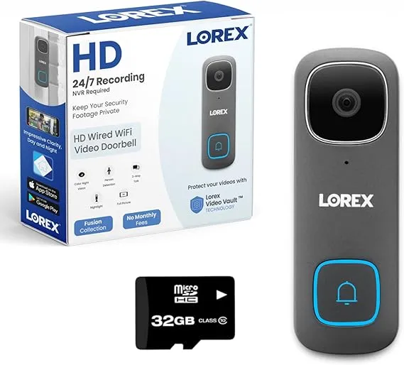 Lorex 1080p Wired WiFi Smart Video Doorbell Camera