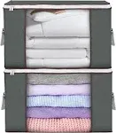 Budding Joy Large Storage Bags, 2 Pack Clothes Storage Bins Foldable Closet Organizers Storage Containers with Durable Handles Thick Fabric for Blanket