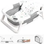 Napei Collapsible Baby Bathtub,Baby Bath Tub with Soft Cushion & Thermometer,Baby Bathtub Newborn to Toddler 0-36 Months,Portable Travel Baby Tub