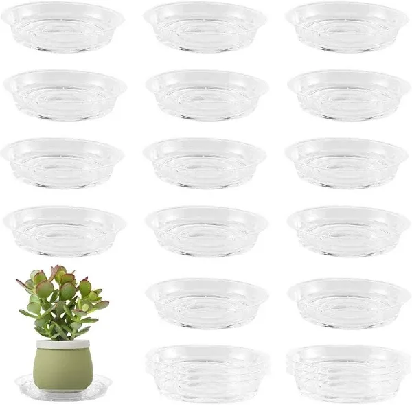 UltraOutlet 20 Pack 6 Inches Clear Plastic Plant Saucer Drip Trays Small Plant Plate Dish for Indoor