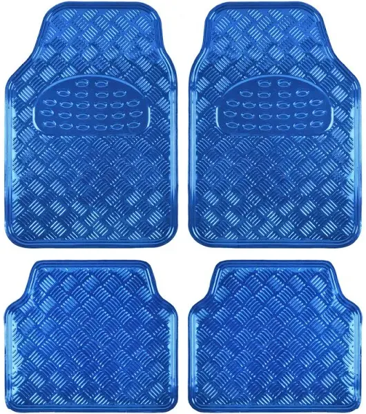 BDK Universal Fit 4-Piece Metallic Design Car Floor Mat