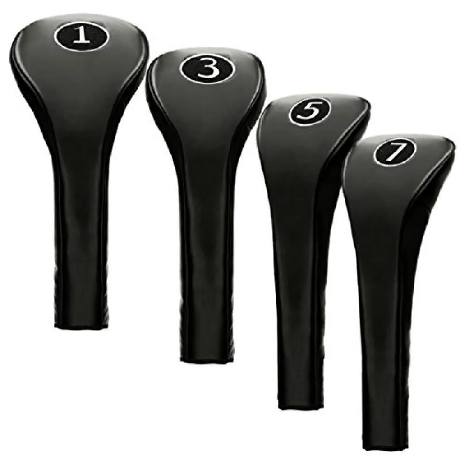 New Black Zipper Driver 1 3 5 7 Leatherette Fairway Golf Club Covers