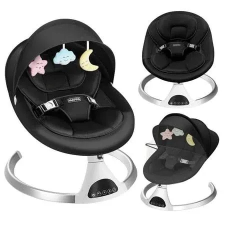 HARPPA Weddell Electric Baby Swing | Newborn & Infant Bluetooth Rocker, Portable & Foldable, Easy Remote Control, Indoor/Outdoor Use