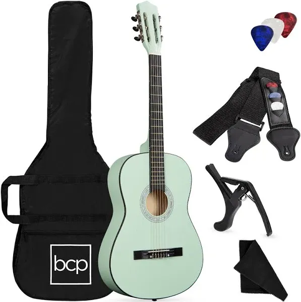 Best Choice Products 38in Beginner Acoustic Guitar Starter Kit w/ Gig Bag, Strap, Strings- Socal Green