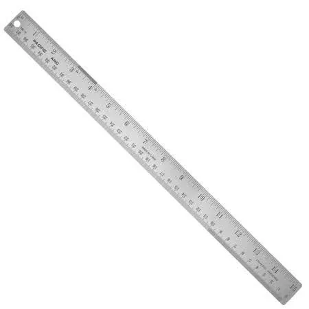 Stainless Steel 15 Inch Metal Ruler Non-Slip Rubber Back, with Inch and Metric Graduations