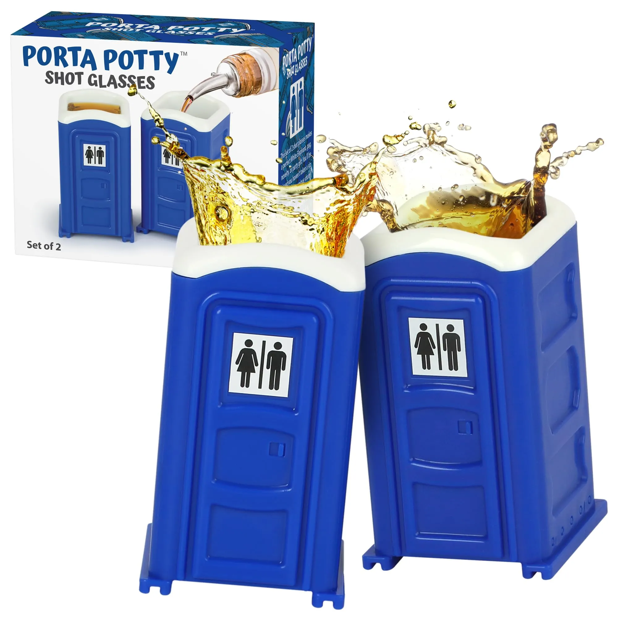 American Designed &amp; Owned, Original Porta Potty Shot Glasses Gag Gift for Men, 