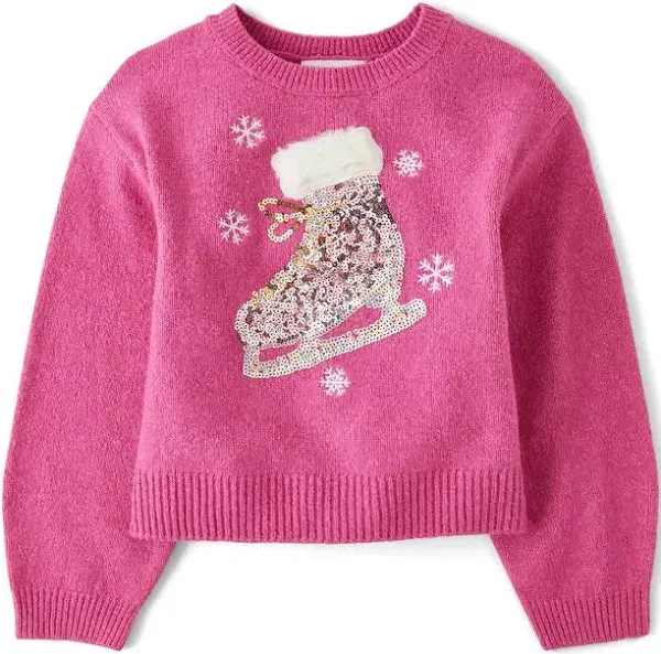 The Children's Place Girls' Long Sleeve Sequin Graphic Sweater