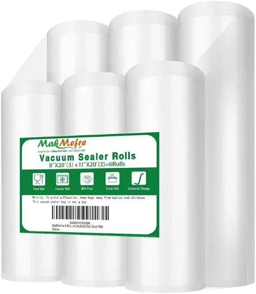 MakMeFre 8 Pack 8x20' (4Rolls) and 11x20' (4Rolls) Vacuum