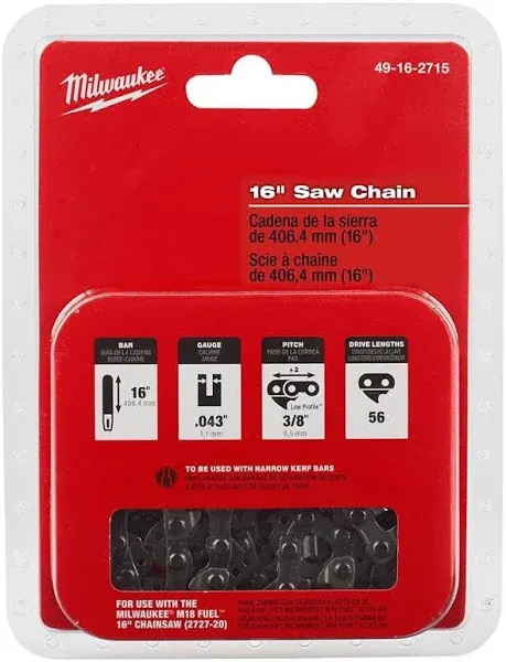 Milwaukee 16" Replacement Chainsaw Chain 49 16-2715