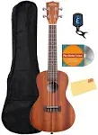 Kala KA-C Mahogany Concert Ukulele Bundle with Gig Bag, Tuner, Austin Bazaar Instructional DVD, and Polishing Cloth