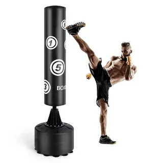 Freestanding Punching Bag with Stand Stand Kickboxing Bag for Home Office Gym - Black