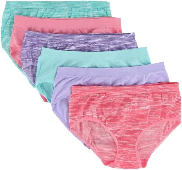 Fruit Of The Loom Girls Seamless Brief 6 Pack Flexible Fit Tag-Free Size 6/8 New