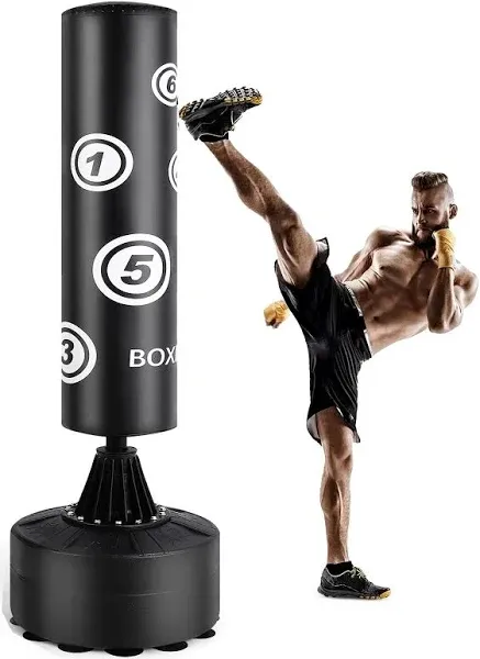 Freestanding Punching Bag with Stand Stand Kickboxing Bag for Home Office Gym - Black