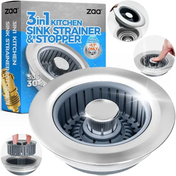 Zaa Upgraded 3in1 Kitchen Sink Drain Strainer