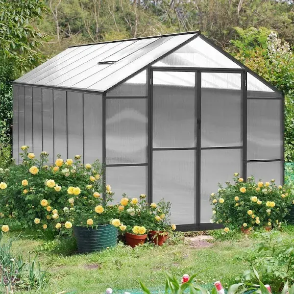 Veikous Aluminum Walk-In Garden Greenhouse Kit and Lockable Door