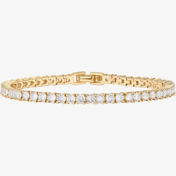 Women PAVOI 14K Gold Plated Cubic Zirconia Classic Tennis Bracelet