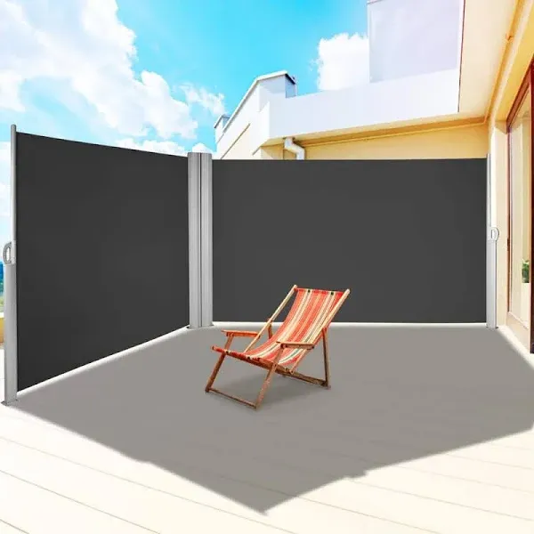 63 in. x 236 in. Retractable Rust-Proof Patio Sunshine Screen Privacy Divider