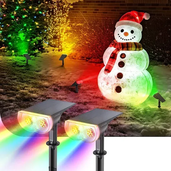 Linkind STARRAY Solar Spot Lights Outdoor Color Changing, IP67 Solar Lights Outdoor Waterproof, Christmas Decorations 16 LEDs Multicolor Solar Landsca 1