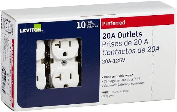 Leviton 20 Duplex Outlet CR20