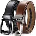 CHAOREN Ratchet Belts for Men 2 Pack - Mens Leather Belt 1 3/8" for Dress and Casual - Micro Adjustable Belt Fit Everywhere