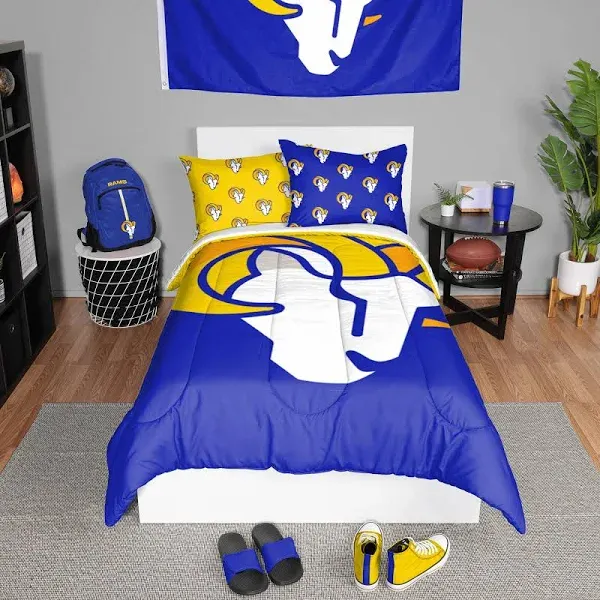 FOCO NFL Team Logo Bed in a Bag Comforter Bedding 3-Piece Set