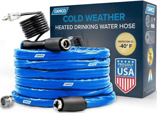 Camco Heated Water Hose for Rv Water Line Freeze Protection Down to -40°F/C