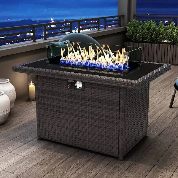 KHOLH 44 Inch Propane Gas Fire Pits Table for Outside Patio