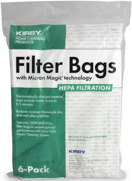 Kirby MicroAllergen Plus HEPA Filter Bags – 6 Pack