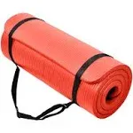 BalanceFrom Fitness GoCloud 1" Extra Thick Exercise Mat w/Carrying Strap, Red