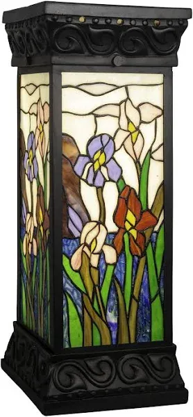 Dale Tiffany Iris Column Art Glass Pedestal Lamp