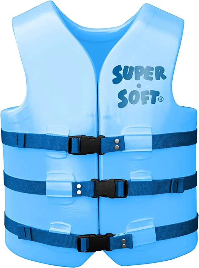 TRC Recreation Super Soft Medium Life Jacket Vinyl Coated Foam Swim Vest, Blue