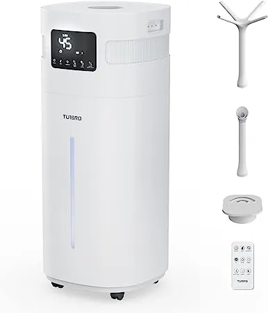 TURBRO Commercial Humidifier, 5.3Gal/20L Ultrasonic Air Vaporizer for Large Rooms Up to 2000 Sq ft, UV-C LED, Top Refill, with 360° Nozzle for Whole