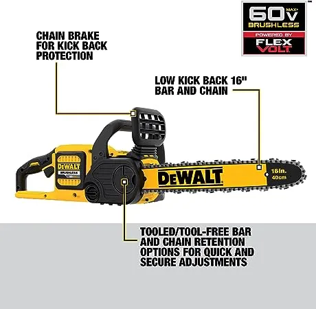 DEWALT FLEXVOLT 60V MAX* String Trimmer & Chainsaw Combo Kit, Brushless, 3-Ah Battery (DCCS670X1 & DCST970B)DEWALT FLEXVOLT 60V MAX* String Trimmer & Chainsaw…