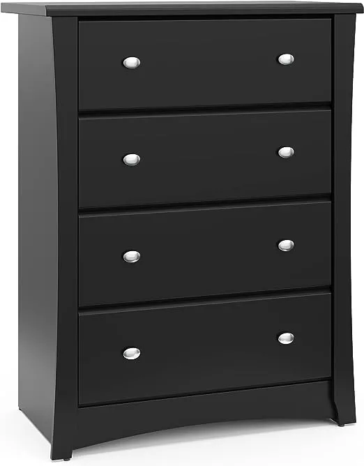 Storkcraft Crescent 4 Drawer Dresser (Black) – GREENGUARD Gold Certified, Nursery Organizer, Universal Design