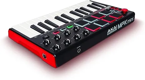 Akai Professional MPK Mini MKII – 25 Key USB MIDI Keyboard Controller With 8 Drum Pads, 8 Assignable Q-Link Knobs and Pro Software Suite Included