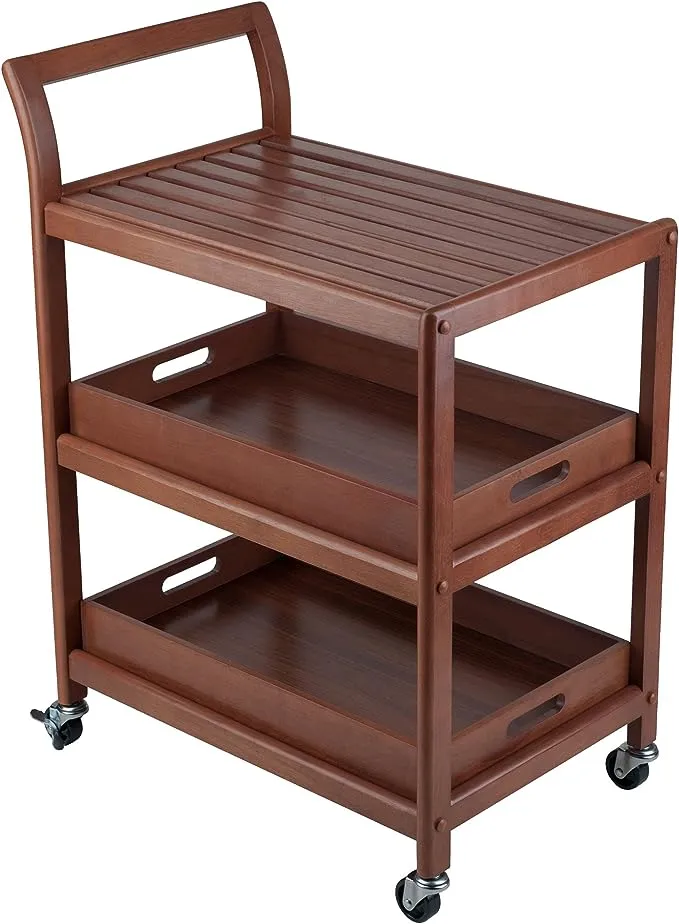 Winsome Albert Entertainment Kitchen Cart, Walnut, 24.8x15.98x33.27